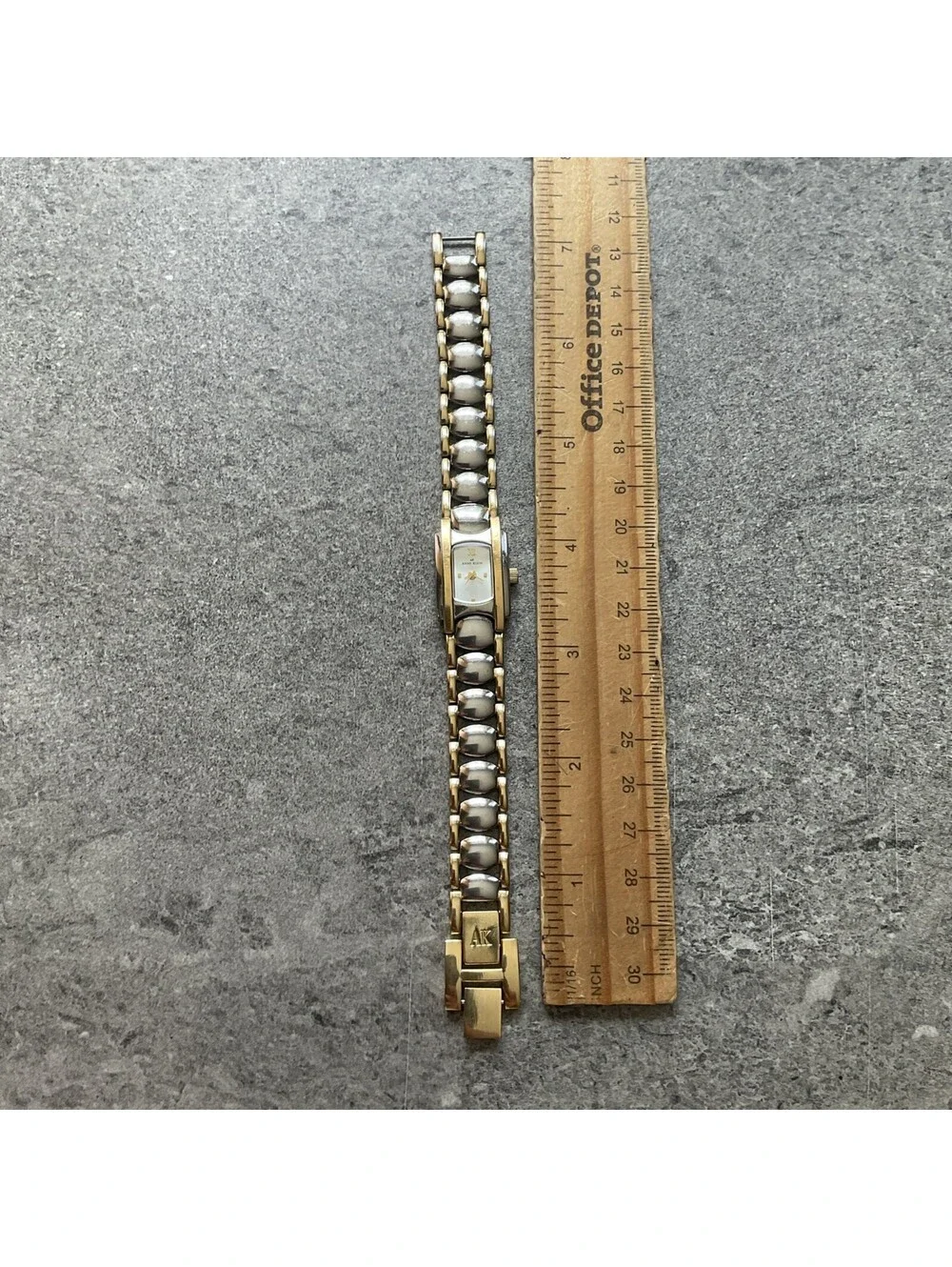 Beautiful Anne Klein Womens Tank Style Watch 18mm Two Tone Case And Band A6